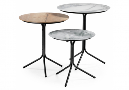 Журнальный стол Рускус белый мрамор / серый мрамор / галифакс (52x58,5)