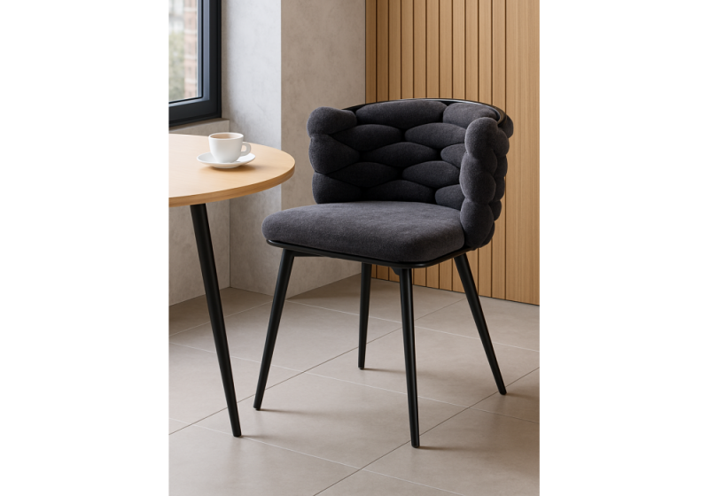 Стул на металлокаркасе на металлокаркасе Rendi gray-blue / black (64x70x77)