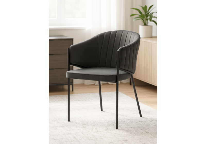 Стул на металлокаркасе Kortni dark grey / black (56x62x82)