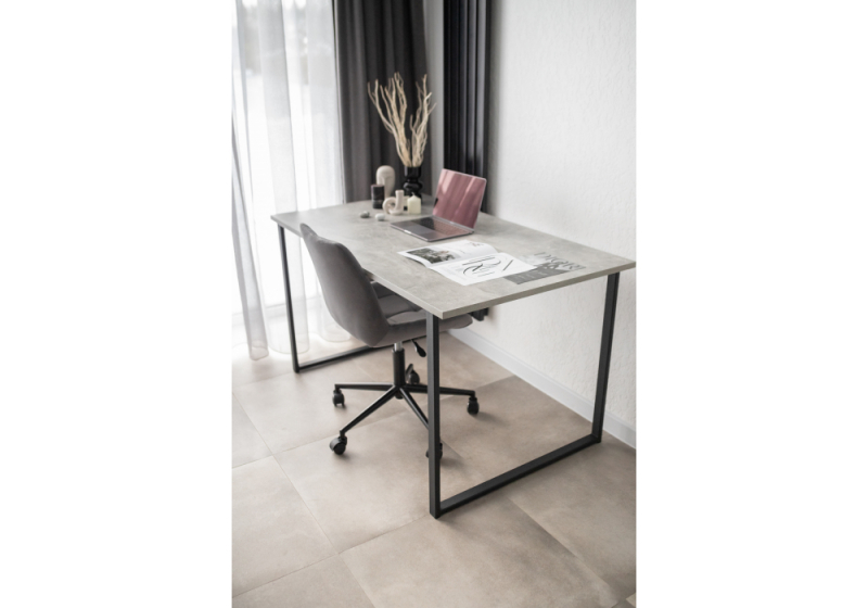 Стол деревянный Лиман 140 х 80 бетон светлый / черный матовый (80x75)