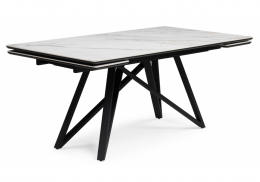 Керамический стол Вилсон 160(220)х89 белый gilt white / черный (89x75)